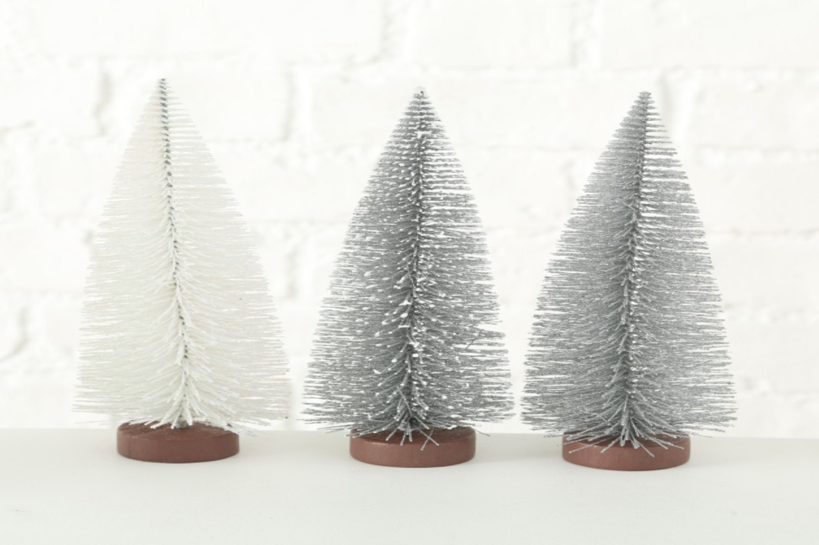 Baum Deko Weihnachten Kunststoff silber H 22 cm 3er Set