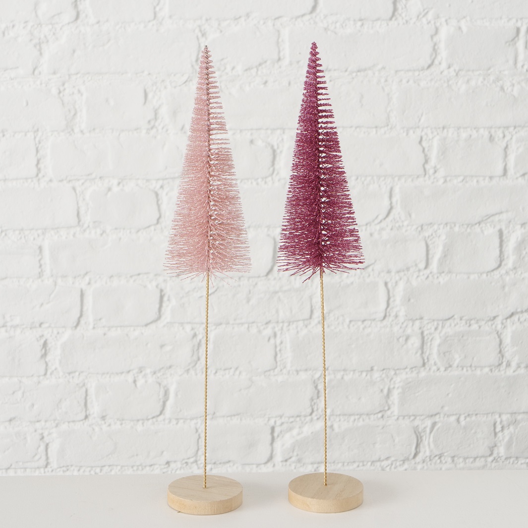 Deko Baum Bäumchen Dekoaufsteller H 40 cm rosa Kunststoff 2er Set
