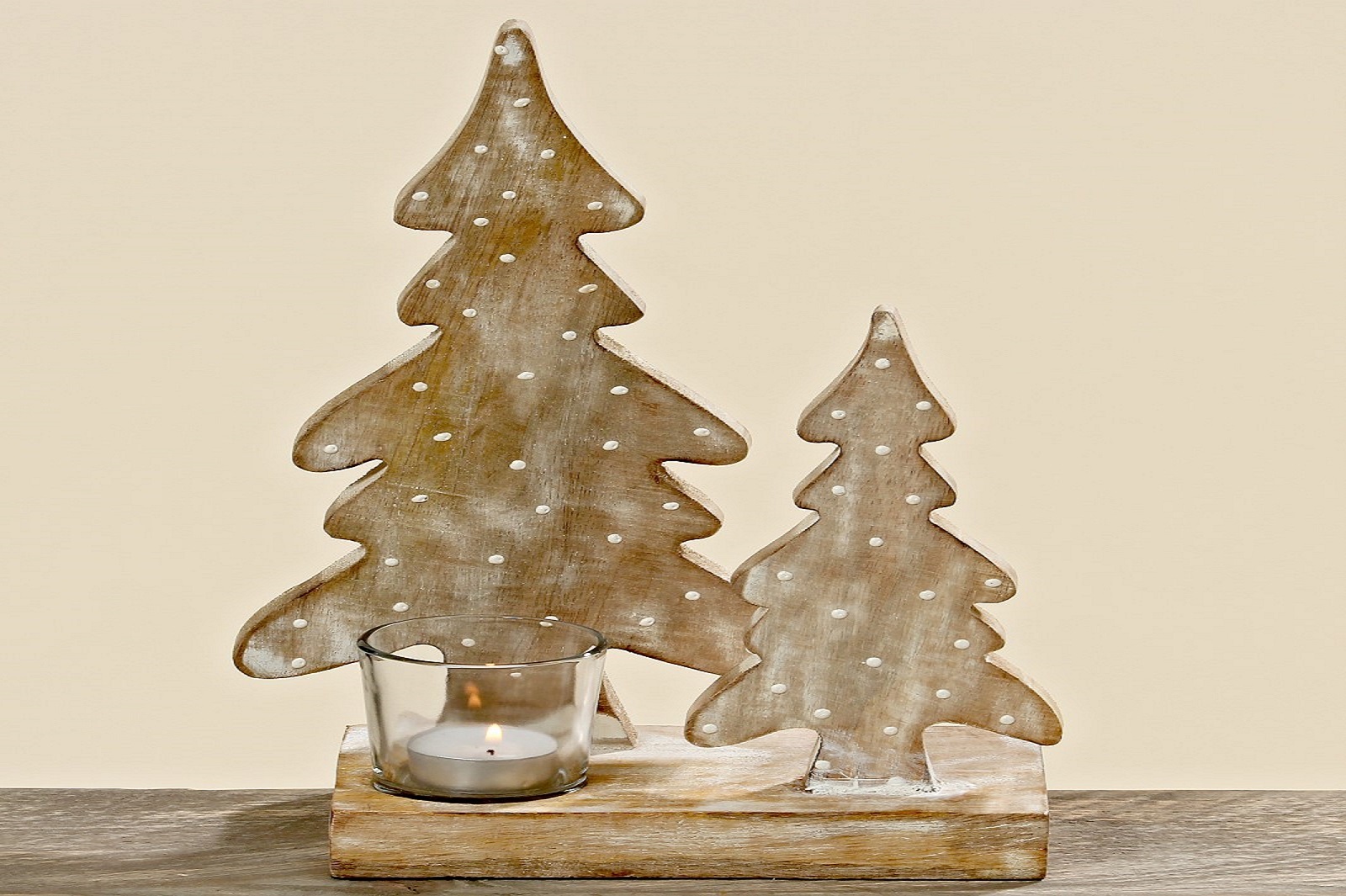 Windlicht Teelicht Holz Glas Tannenbaum Weihnachten Wichtelgeschenk Advent