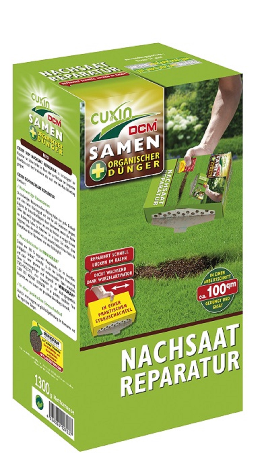 Cuxin DCM Nachsaat Reparatur Rasensamen + organischer Dünger 1,3 kg