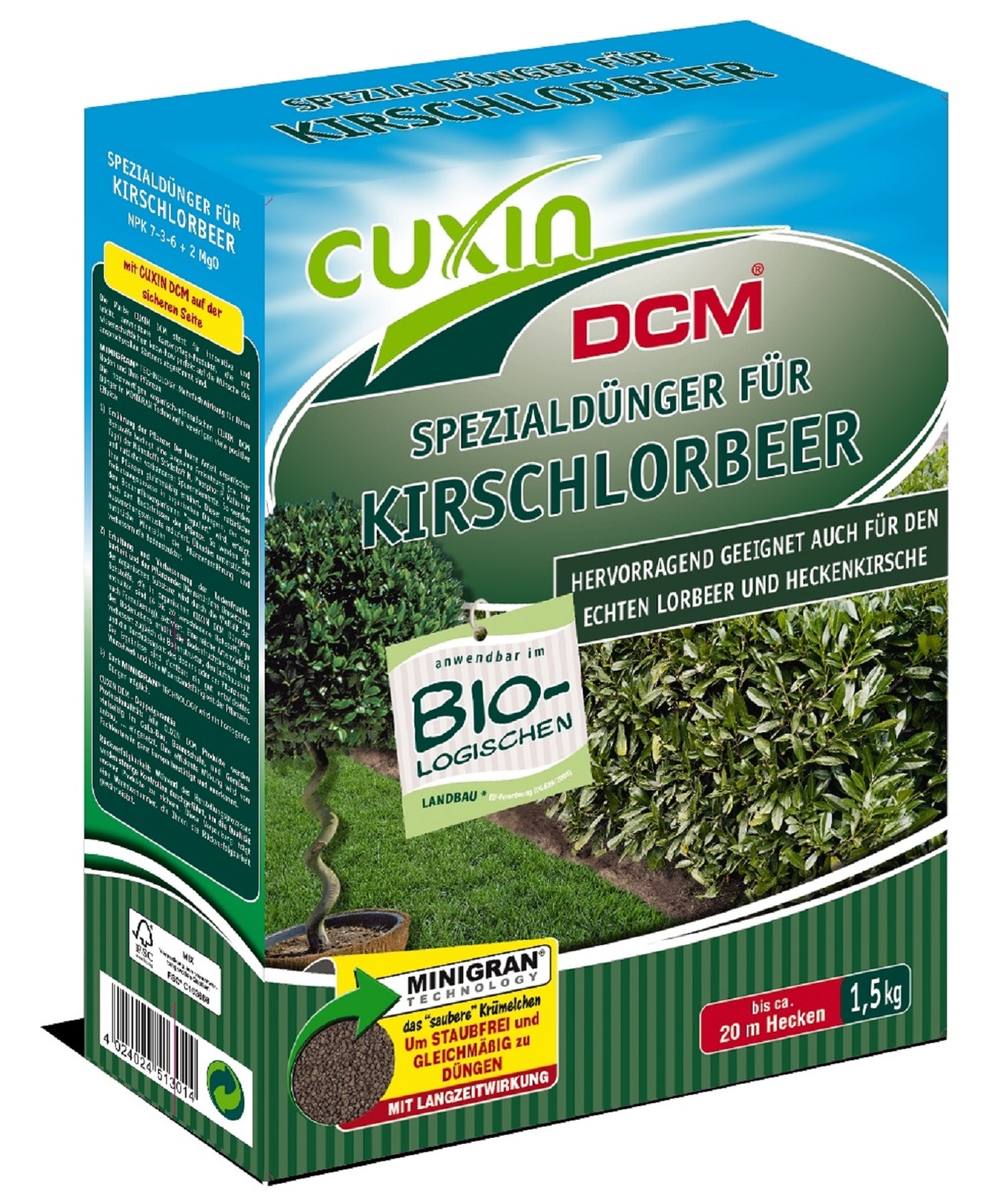 Cuxin DCM Spezialdünger Kirschlorbeer Dünger  1,5 kg Garten Pflanzen
