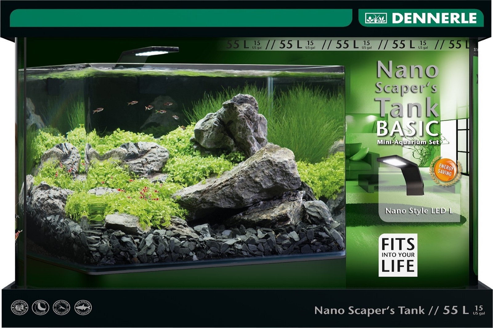 Dennerle Nano Scaper's Tank Basic 55 L Panorama  Nano Aquarium LED Style 5594