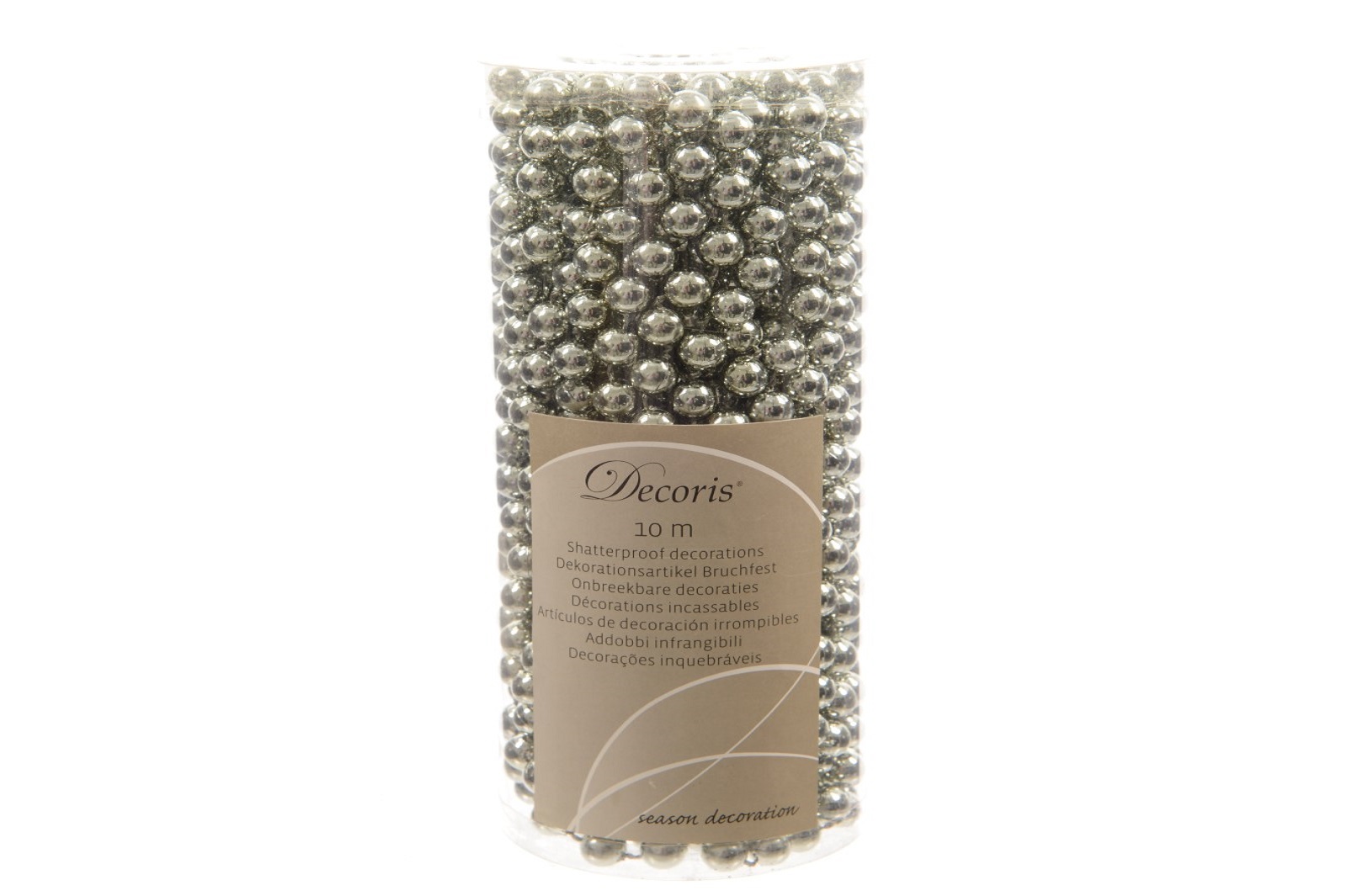Perlenkette Perlenband Perlengirlande Kunststoff Ø 0,8 cm Länge 10 m hellgrau