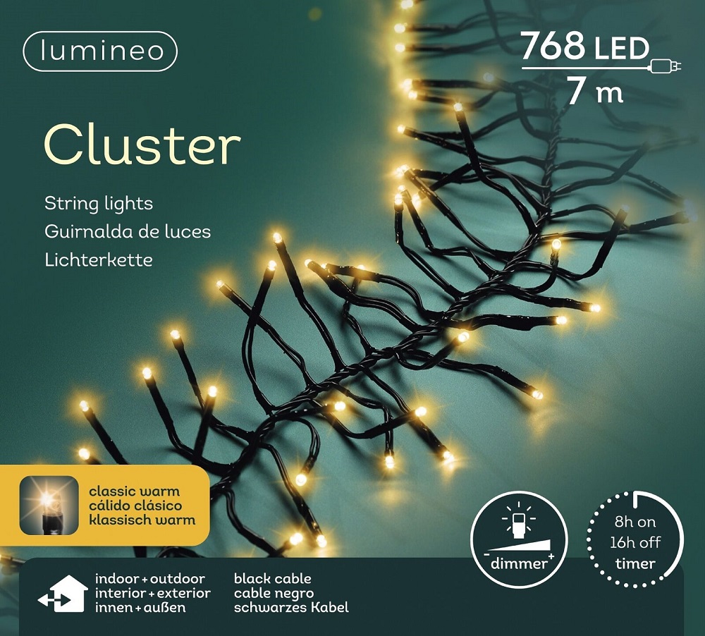 LED Clusterbeleuchtung Lichterkette aussen innen 768 LED 6m Timer Dimmer klassisch warm