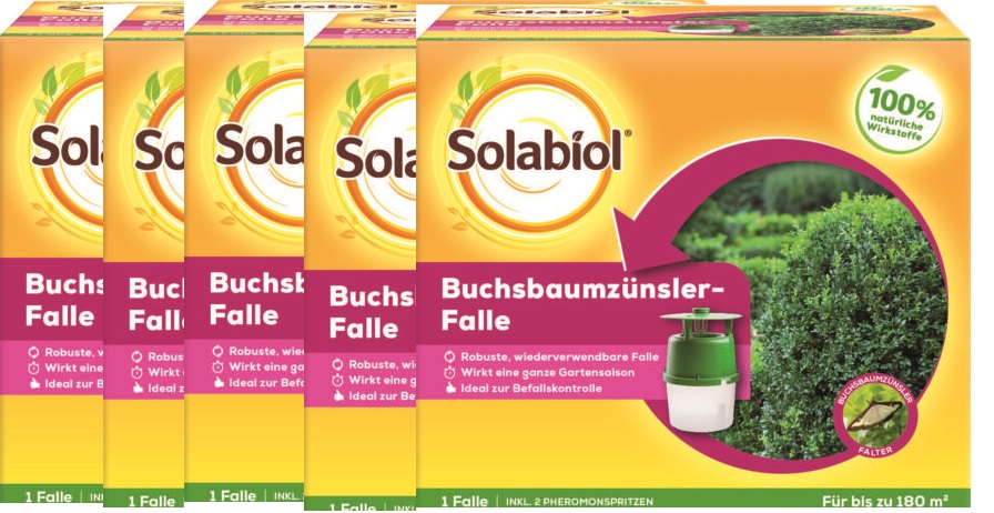 Solabiol Buchsbaumzünslerfalle 1 Stück + 3 Nachfüller + Zeckenzange