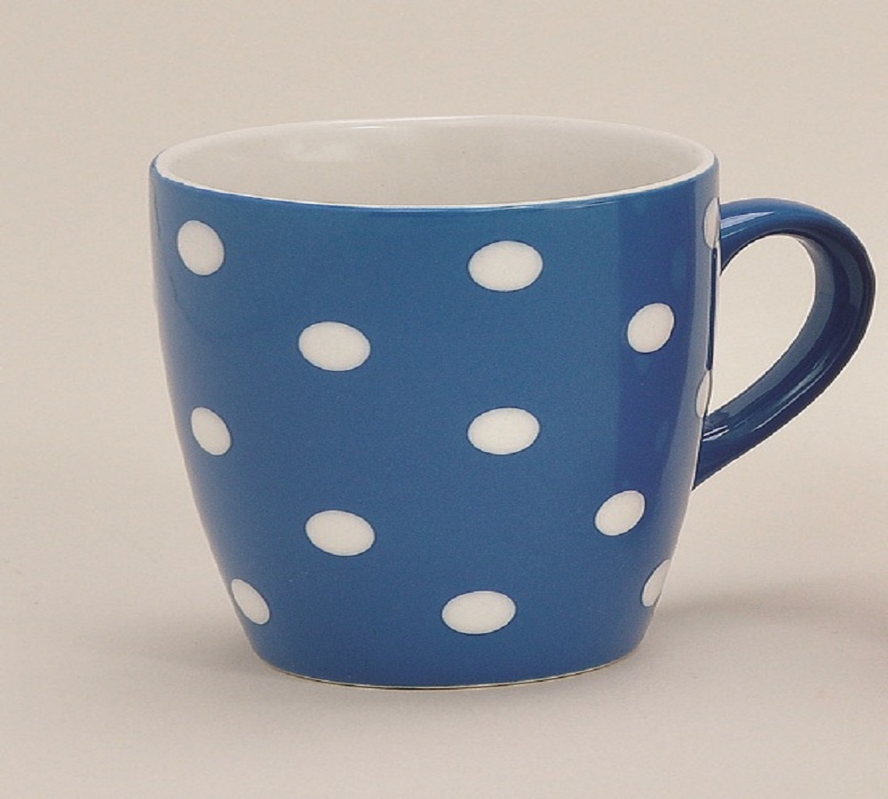 Kaffeebecher Kaffeepott Kaffeetasse mit Punkten Dots Keramik Lila Blau Flider 